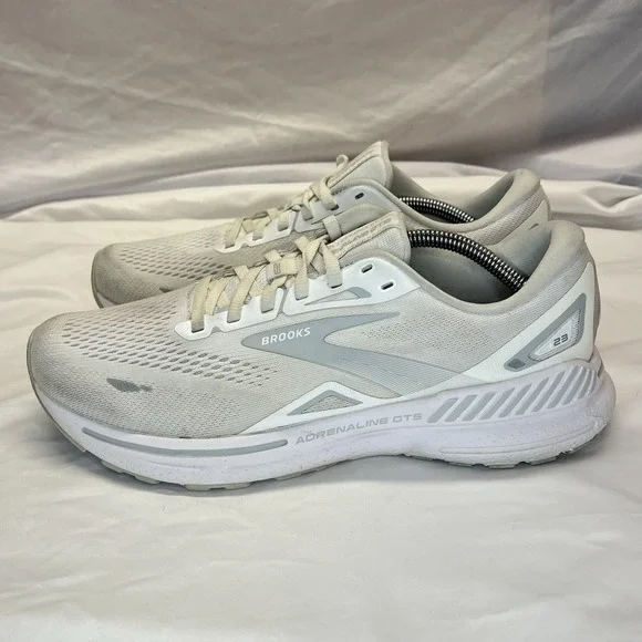 Brooks Adrenaline GTS 23 Women's Size 12 B (Medium)‎ Running Shoes White Gray - Picture 4 of 16
